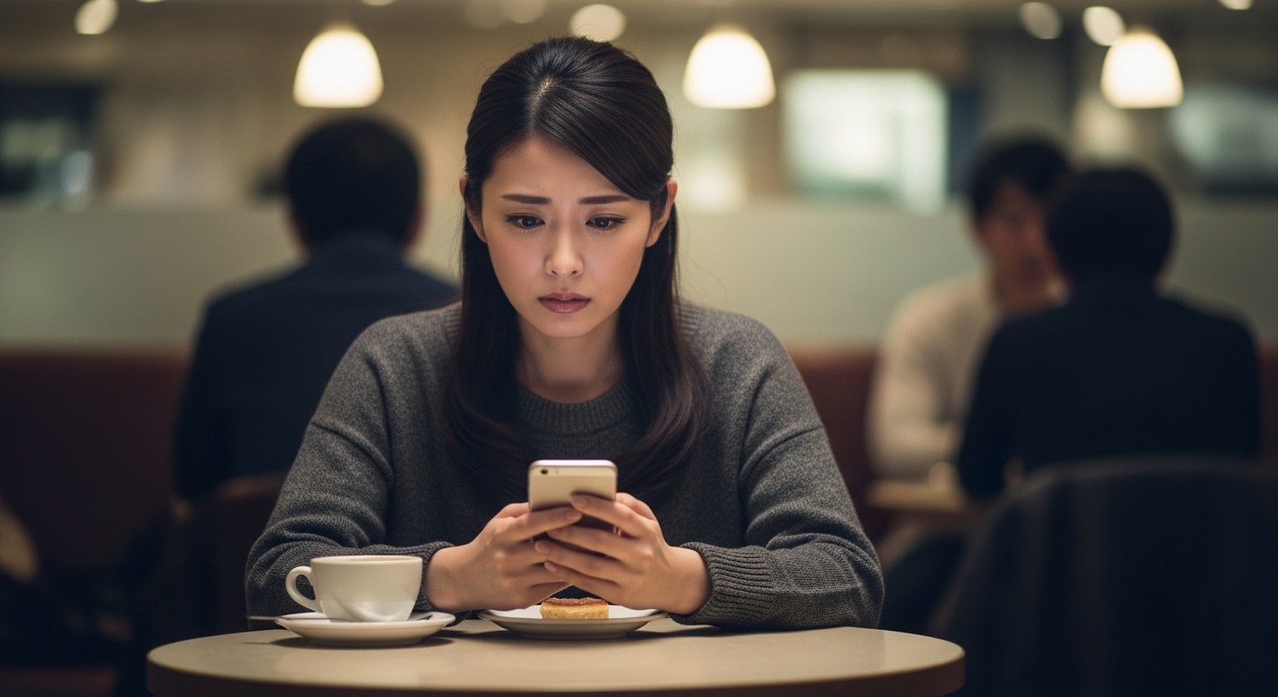 彼からの連絡が途絶えて不安な女性のイメージ画像