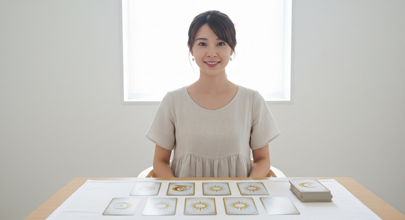 占い師が相談者の話に耳を傾ける鑑定の様子