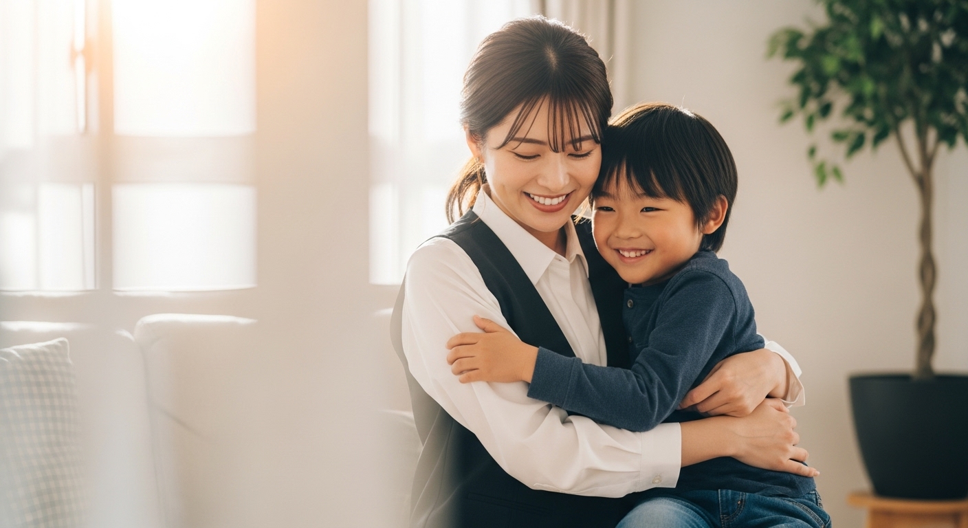 子連れの女性