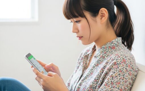 LINEをしている女性