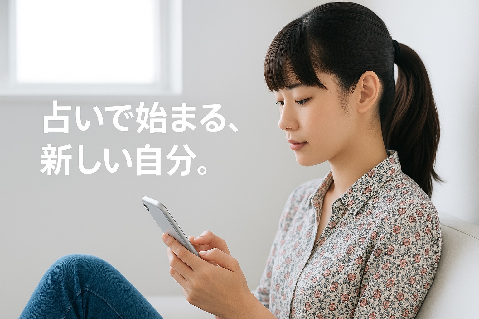 占いの予約をする女性