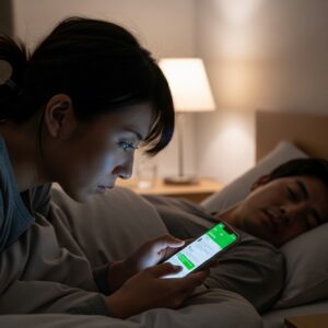 LINEで浮気を疑う女性