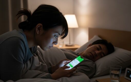 LINEで浮気を疑う女性