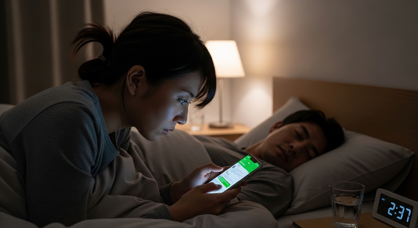 LINEで浮気を疑う女性
