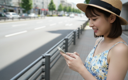 スマホを見る女性