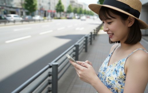 スマホを見る女性