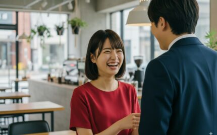 男性と楽しそうに話す恋する女性