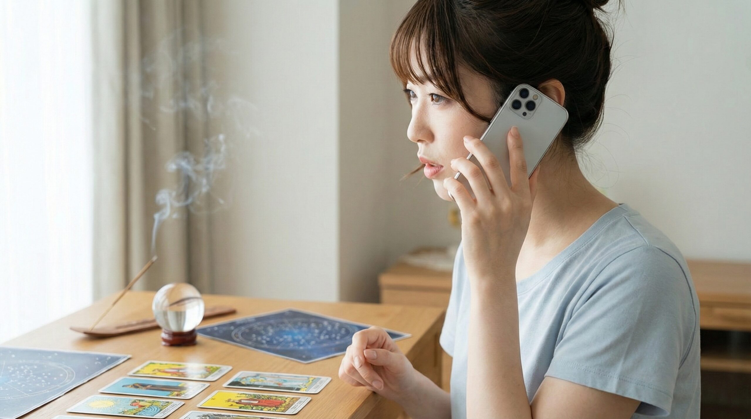 電話占いをしている様子