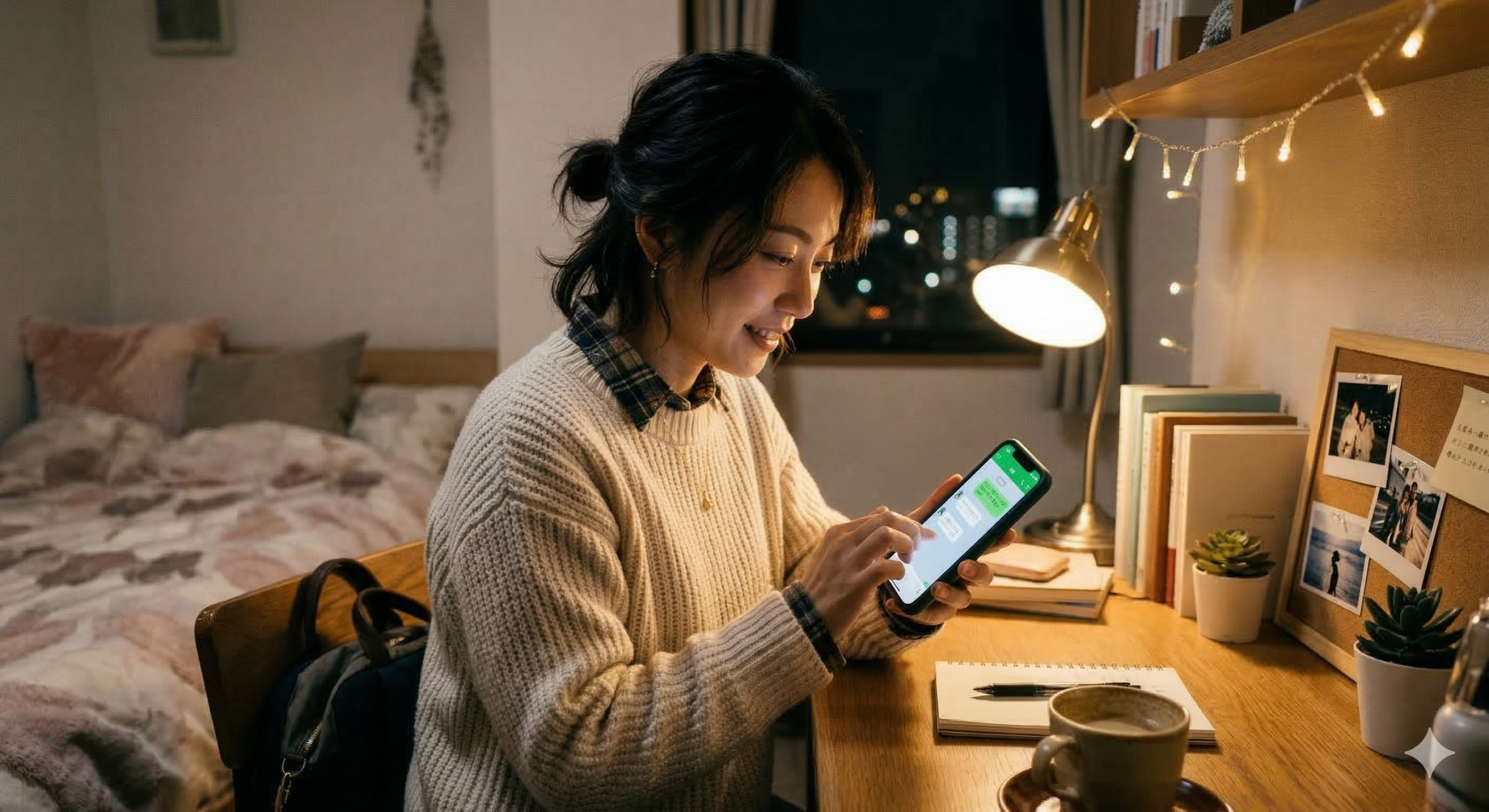 LINEを打っている女性｜占いミザリー